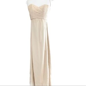 AMSALE STRAPLESS SILK CHIFFON DRESS